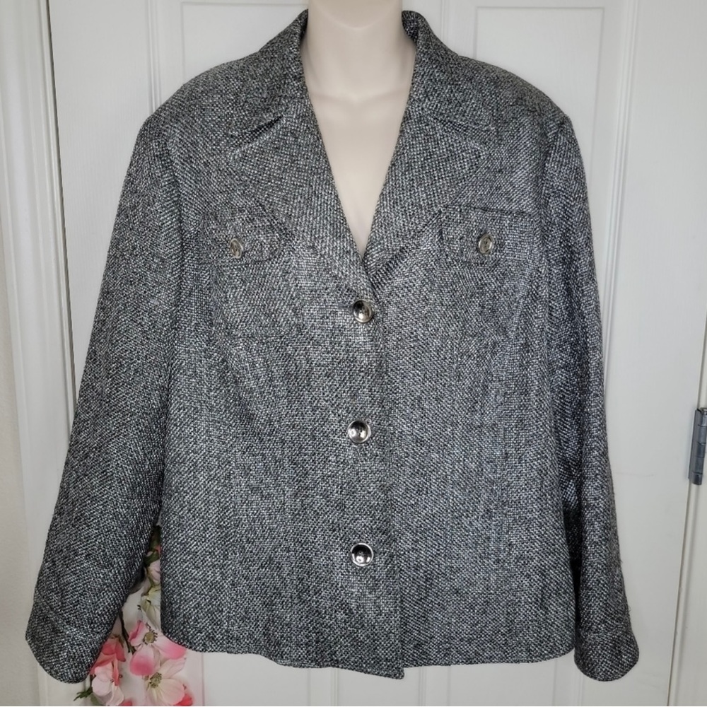 Jones New York metallic tweed blazer jacket 18w